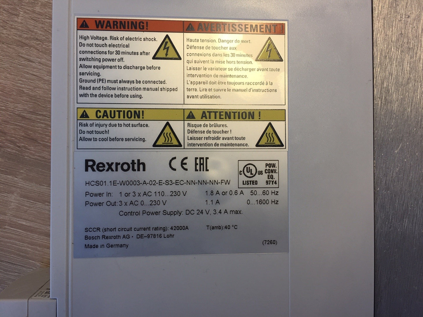 HCS01.1E-W0003-A-02-E-S3-EC-NN-NN-NN-FW, Indradrive, 1.1A, single-axis inverter