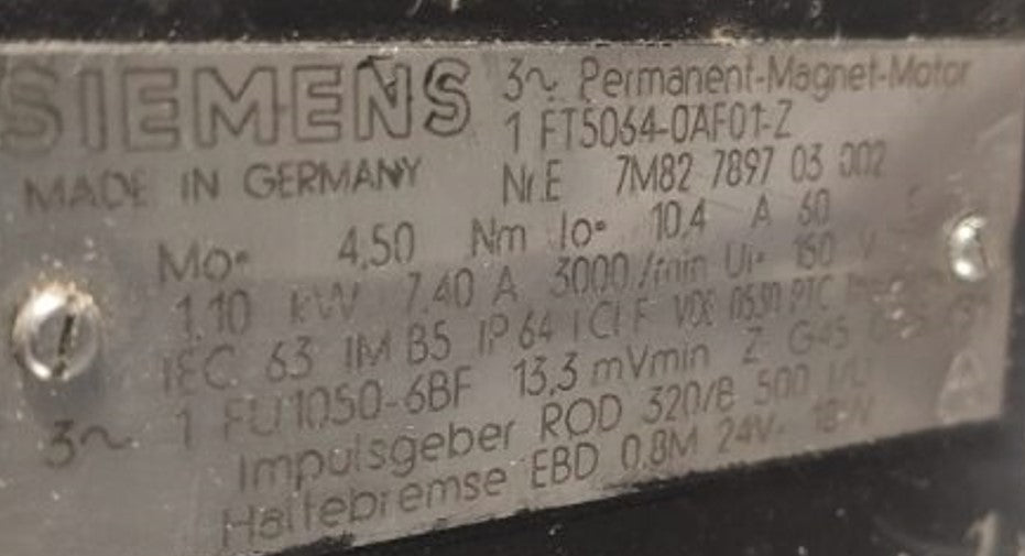 1FT5064-0AF01-Z, Siemens servo motor, 1.1kW