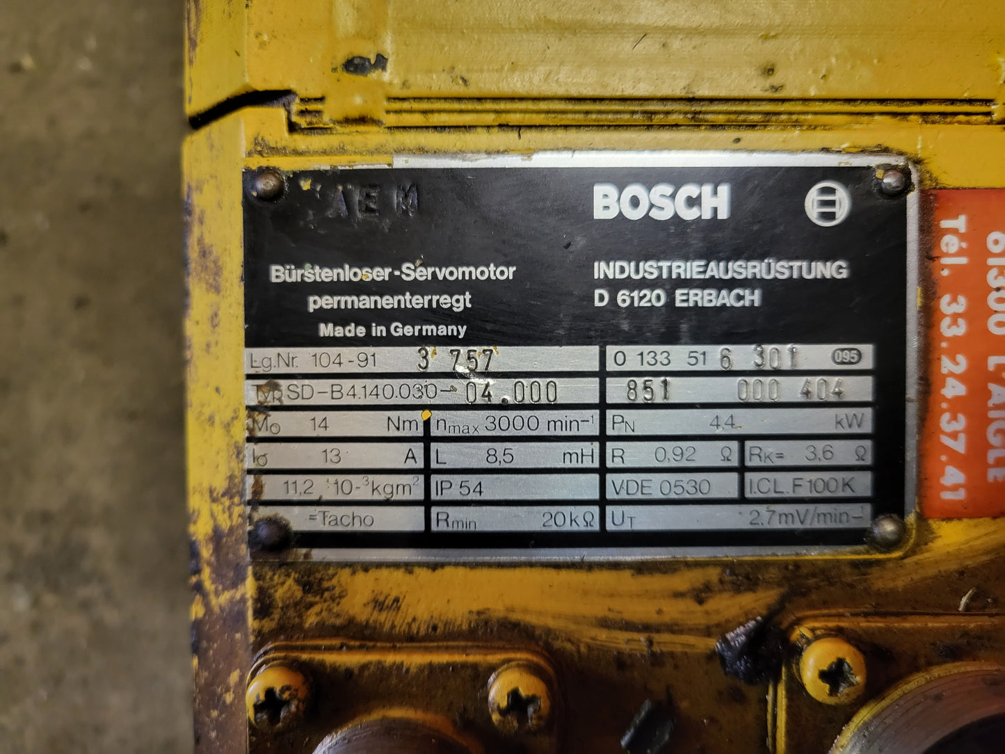 SD-B4.140.030-04.000, 4.4 kW, kefe nélküli szervo motor (a második Bosch motor)