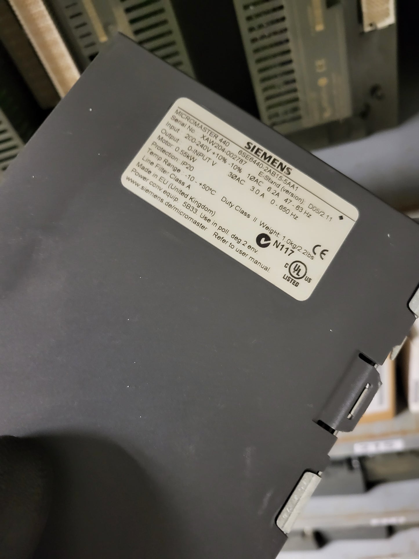 6SE6440-2AB15-5AA1, MICROMASTER 440, Siemens Frequenzumrichter, 0,55 kW, 1-phasig, 230 VAC, 6,2 A