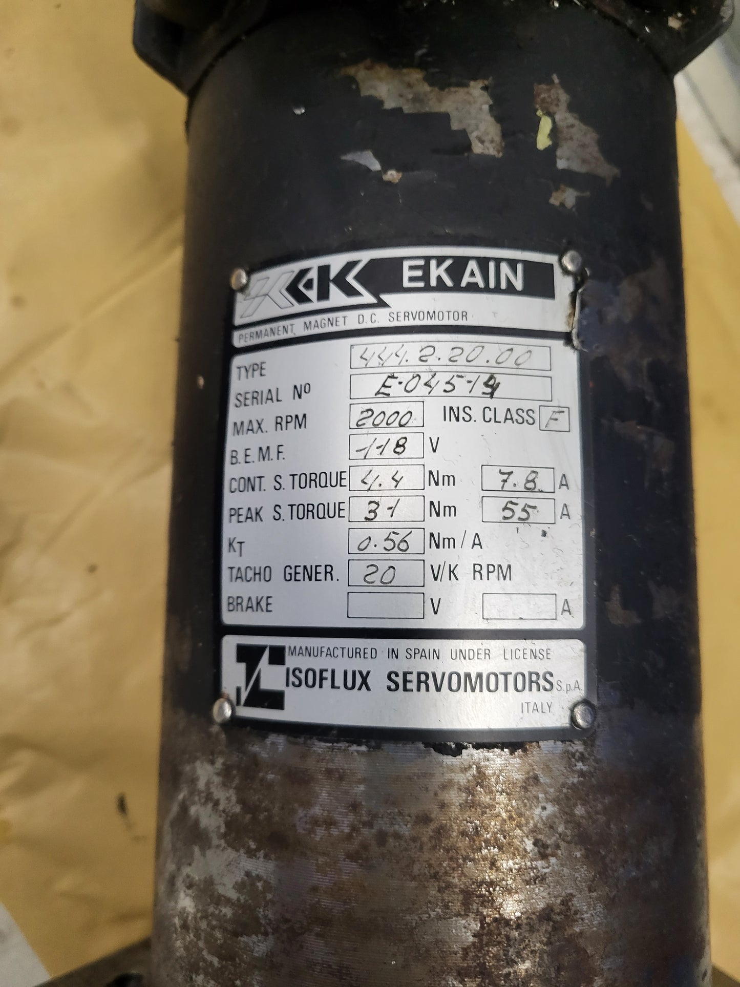 444.2.20.00, Ekain, Isoflux, DC-Servomotor, 4,4 Nm, 7,8 A