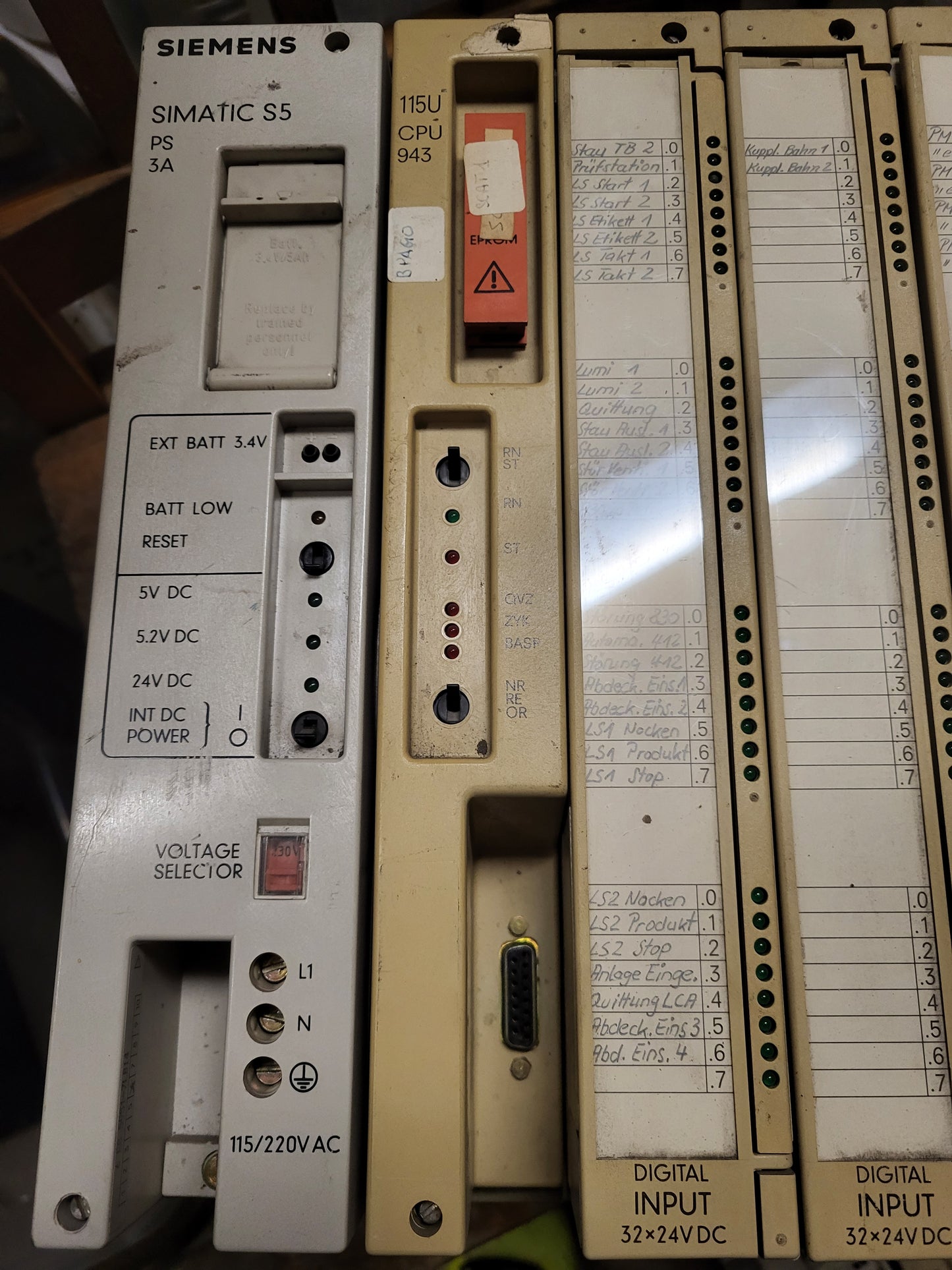 Siemens, Simatic S5, 115U, Siemens, full plc-rack, 943-as CPU-val