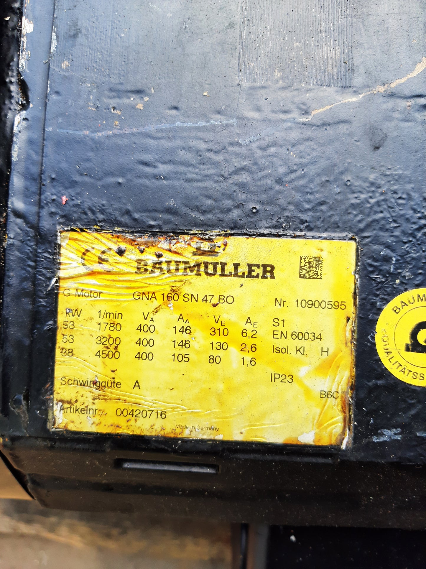 GNA160SN-47BO, Baumüller, DC-motor, 53kW, 284Nm