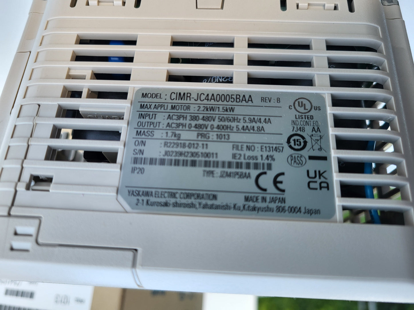 CIMR-JC4A0005BAA, 4,8/5,4A -- 1,5kW/2,2kW Frequenzumrichter, Yaskawa