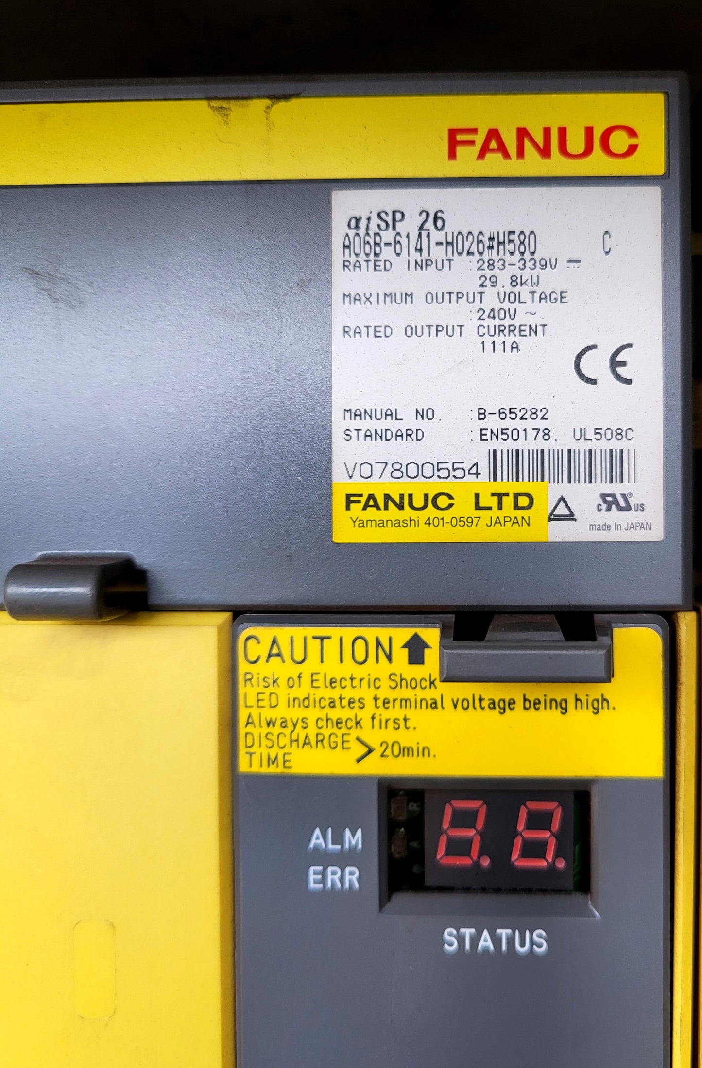 A06B-6141-H026#H580 Spindelantriebsverstärkermodul, Fanuc, 111A, 29,8 kW, Alpha iSP 26