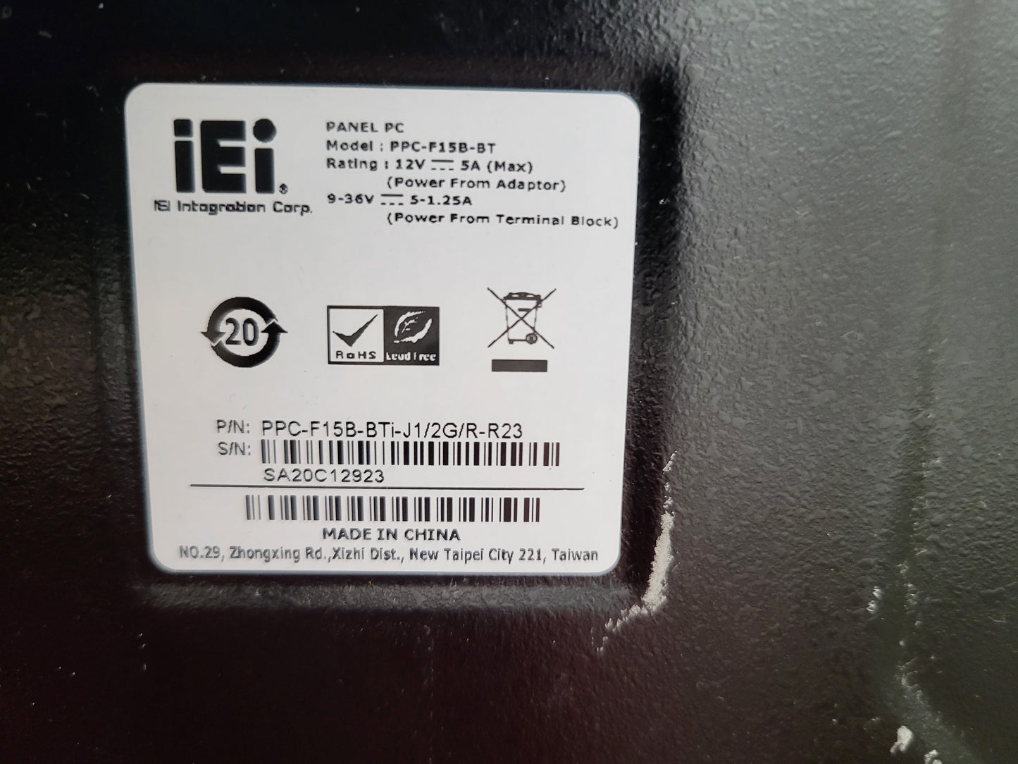 PPC-F15B-BTi-J1/2G/R-R23, IEI, panel pc