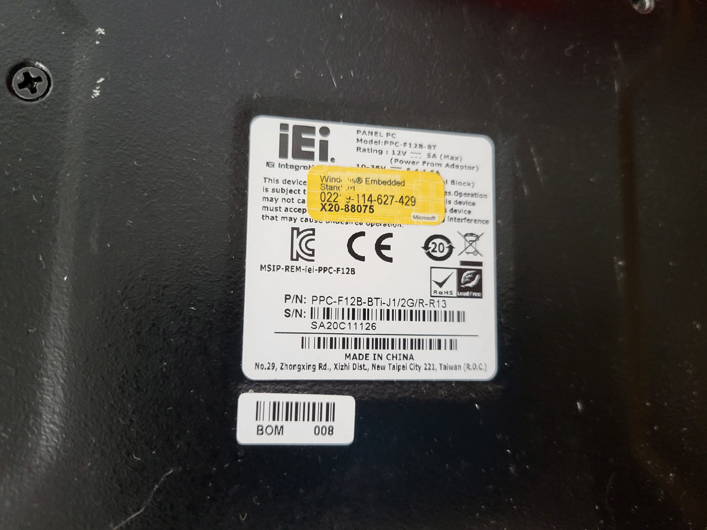 PPC-F12B-BTi-J1/2G/R-R13, IEI, ipari pc