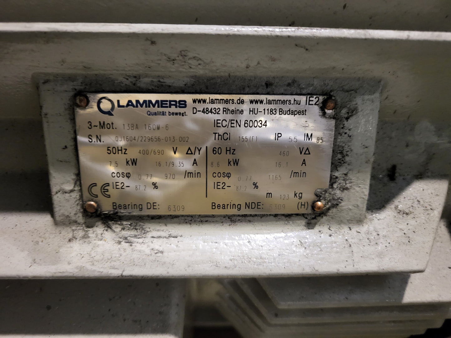 13BA 160M-6, Lammers, villanymotor, 7.5 - 8,6kW