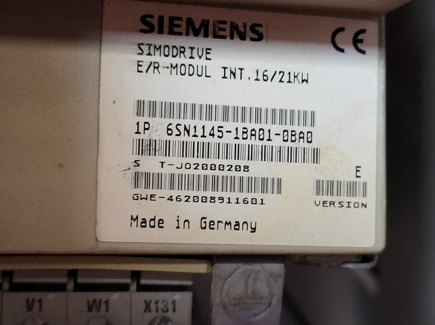 6SN1145-1BA01-0BA0, Simodrive 611, E/R power module, 16/21kW
