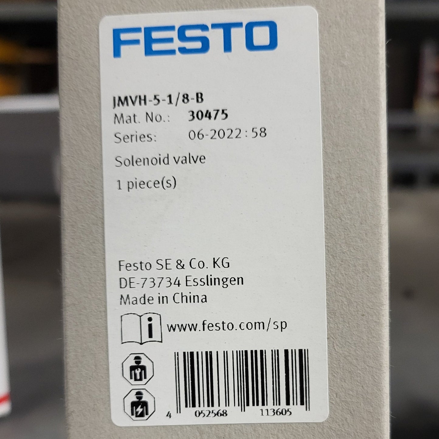 JMVH-5-1/8-B, 30475, mágnesszelep, Festo
