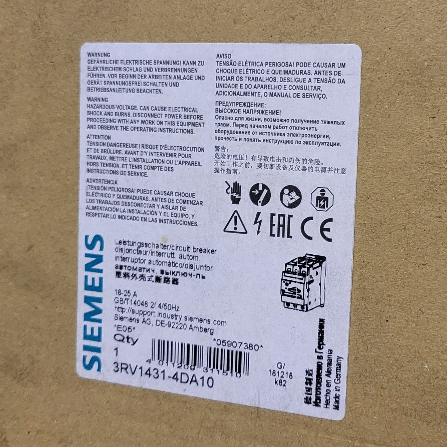 3RV1431-4DA10, Motorschutzschalter, Siemens