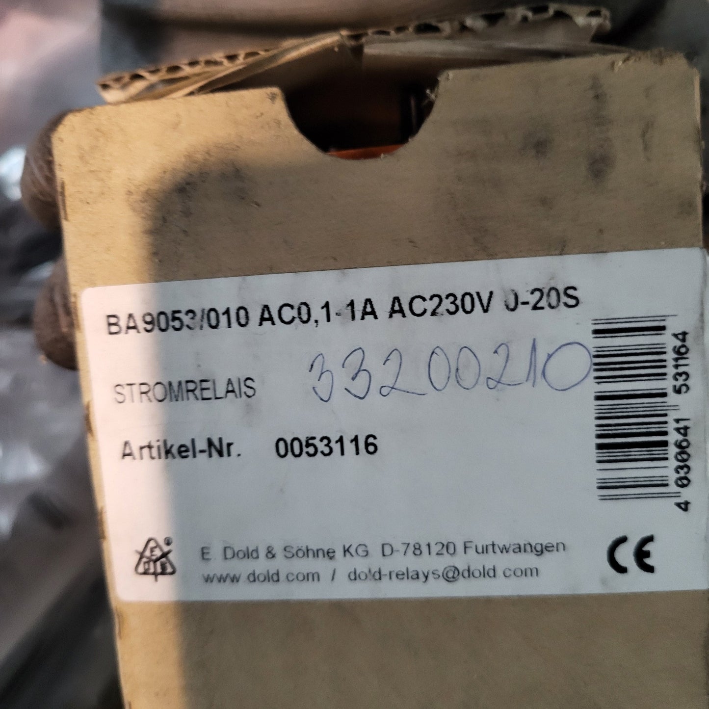 BA9053/4, AC0,1-1A AC230V 0-20S, áramfelügyeleti relé, áramkörvédő relé, Dold