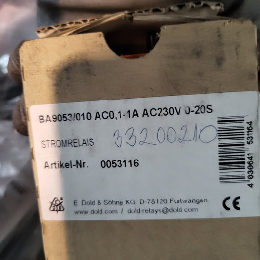 BA9053/4, AC0,1-1A AC230V 0-20S, áramfelügyeleti relé, áramkörvédő relé, Dold