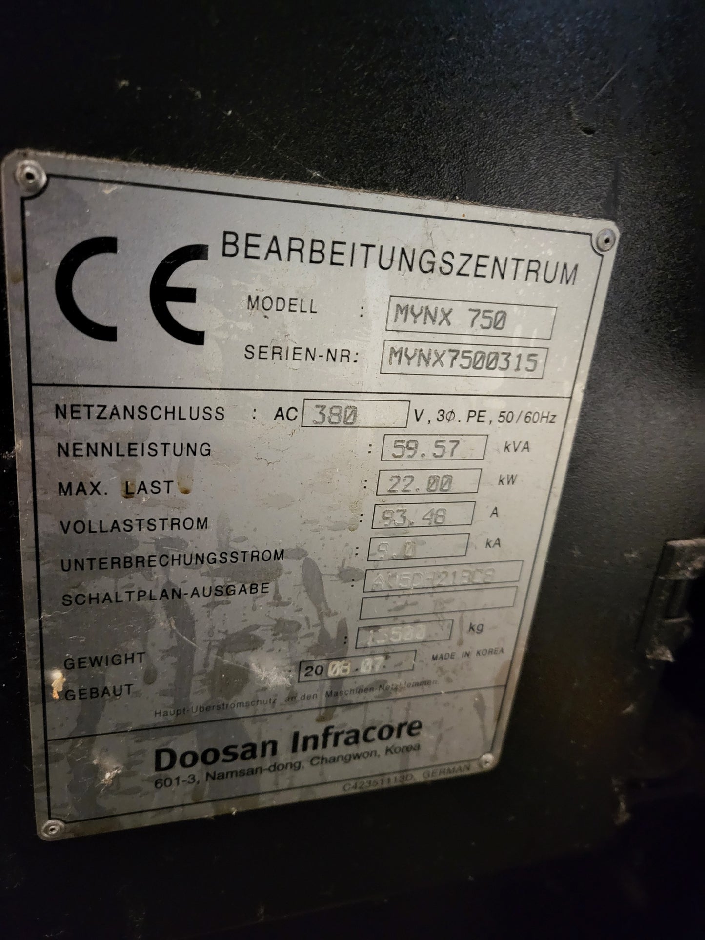 Mynx 750, Doosan, CNC-Fräsmaschine