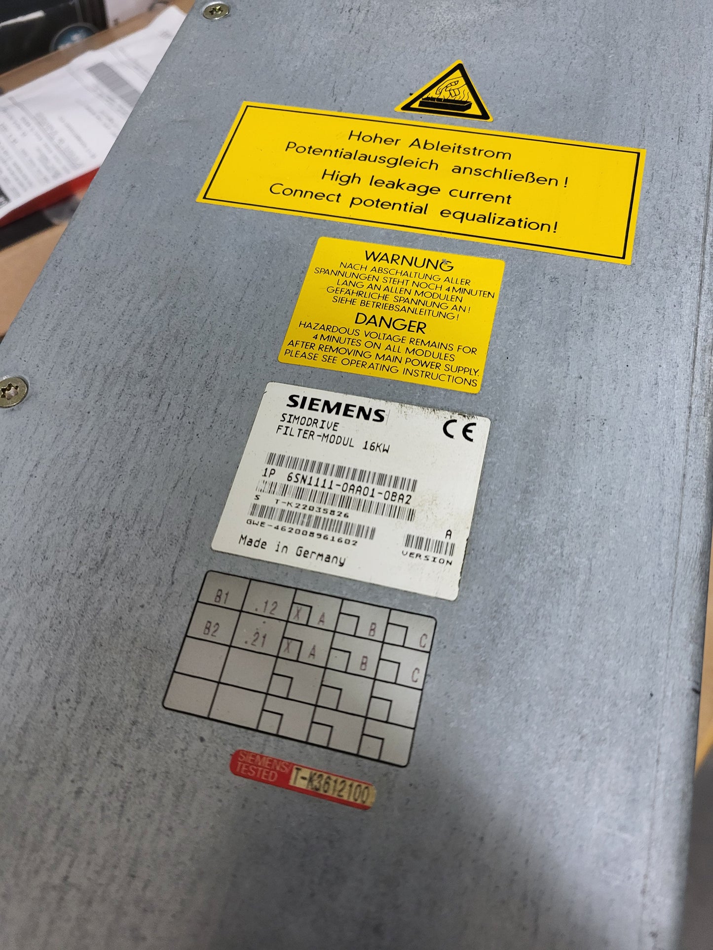 6SN1111-0AA01-0BA2, Simodrive filter module, 16kW