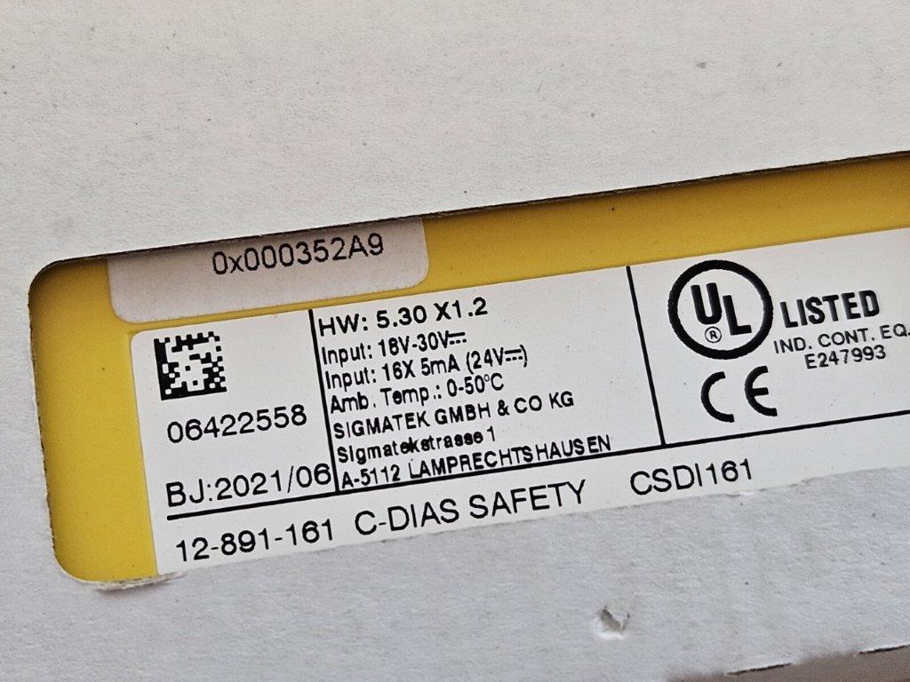 12-891-161, CSDI161, Sigmatek, C-DIAS, biztonsági modul