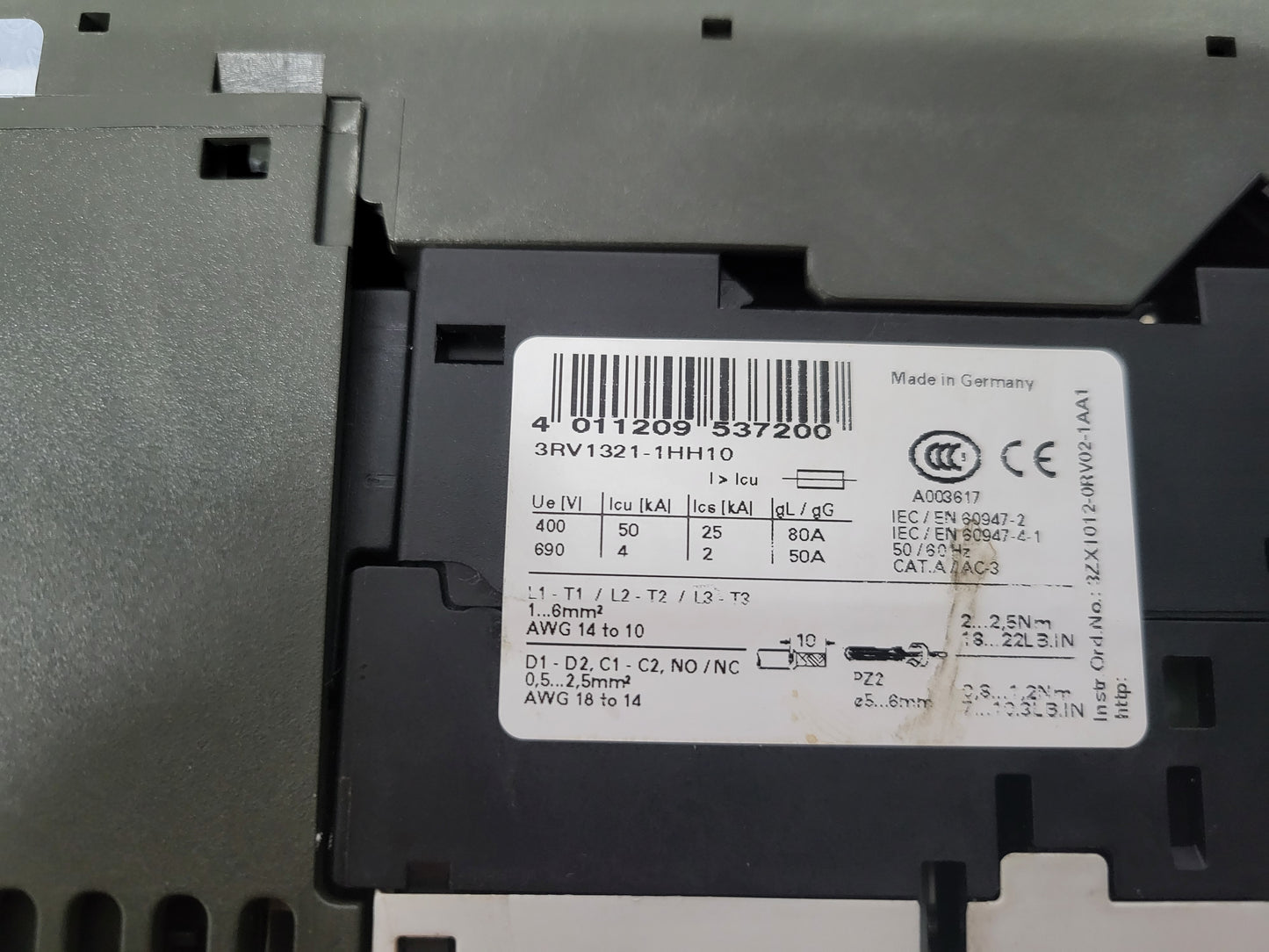 3RV1321-1HH10, Sirius Leistungsschalter, 8A, Siemens