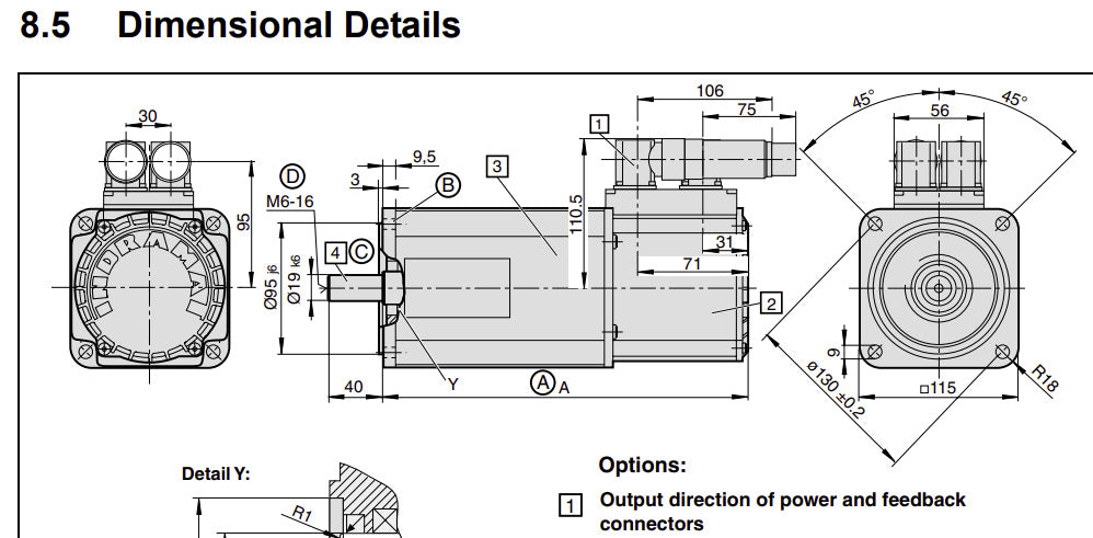 MHD090B-035-PG1-UN, Rexroth, szervo motor, 4.7/6.7A, 2.8/4kW