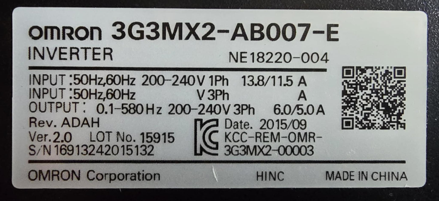 3G3MX2-AB007-E, MX2 frekvenciaváltó, Omron