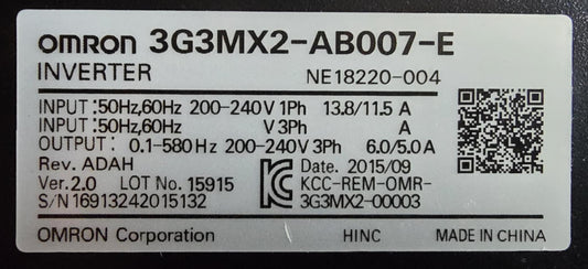 3G3MX2-AB007-E, MX2 frekvenciaváltó, Omron