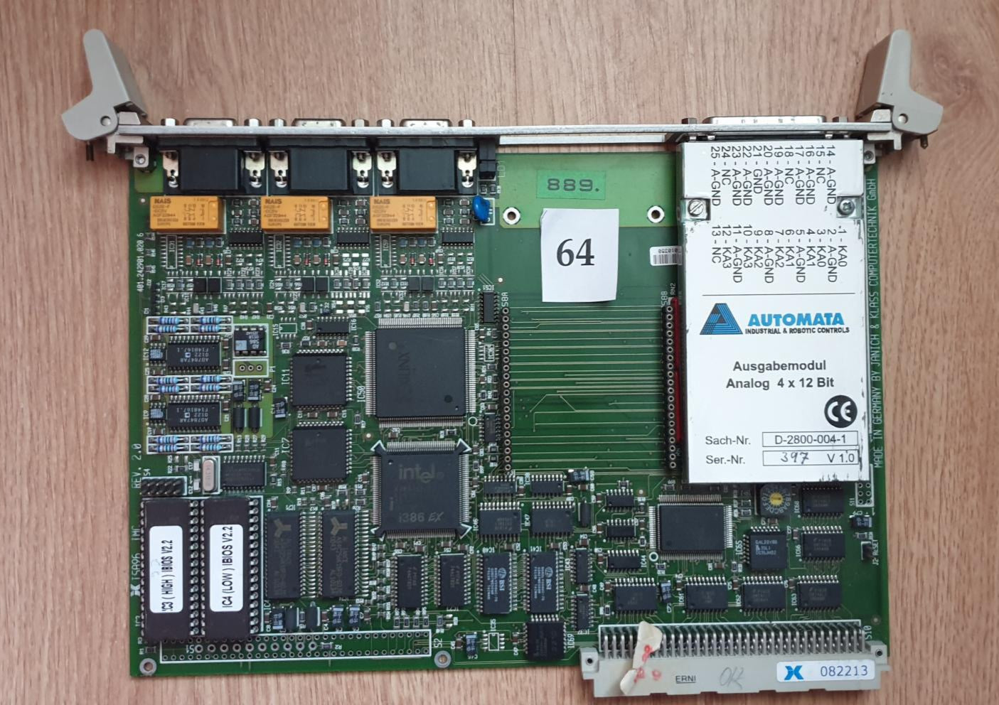 401.242901.020 6, Janich & Klass kártya, Siemens Sinumerik 889-kártya