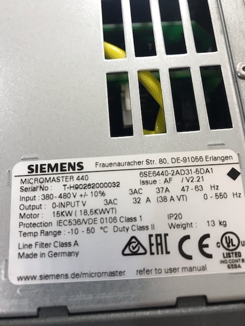 6SE6440-2AD31-5DA1, SIEMENS, MICROMASTER Antriebsmodul, MM440, 15KW / 32A