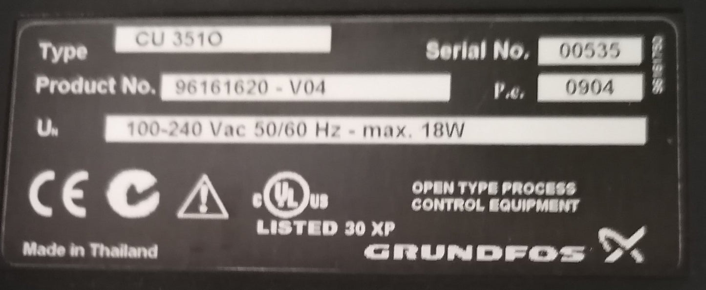 CU3510, pump control panel, Grundfos