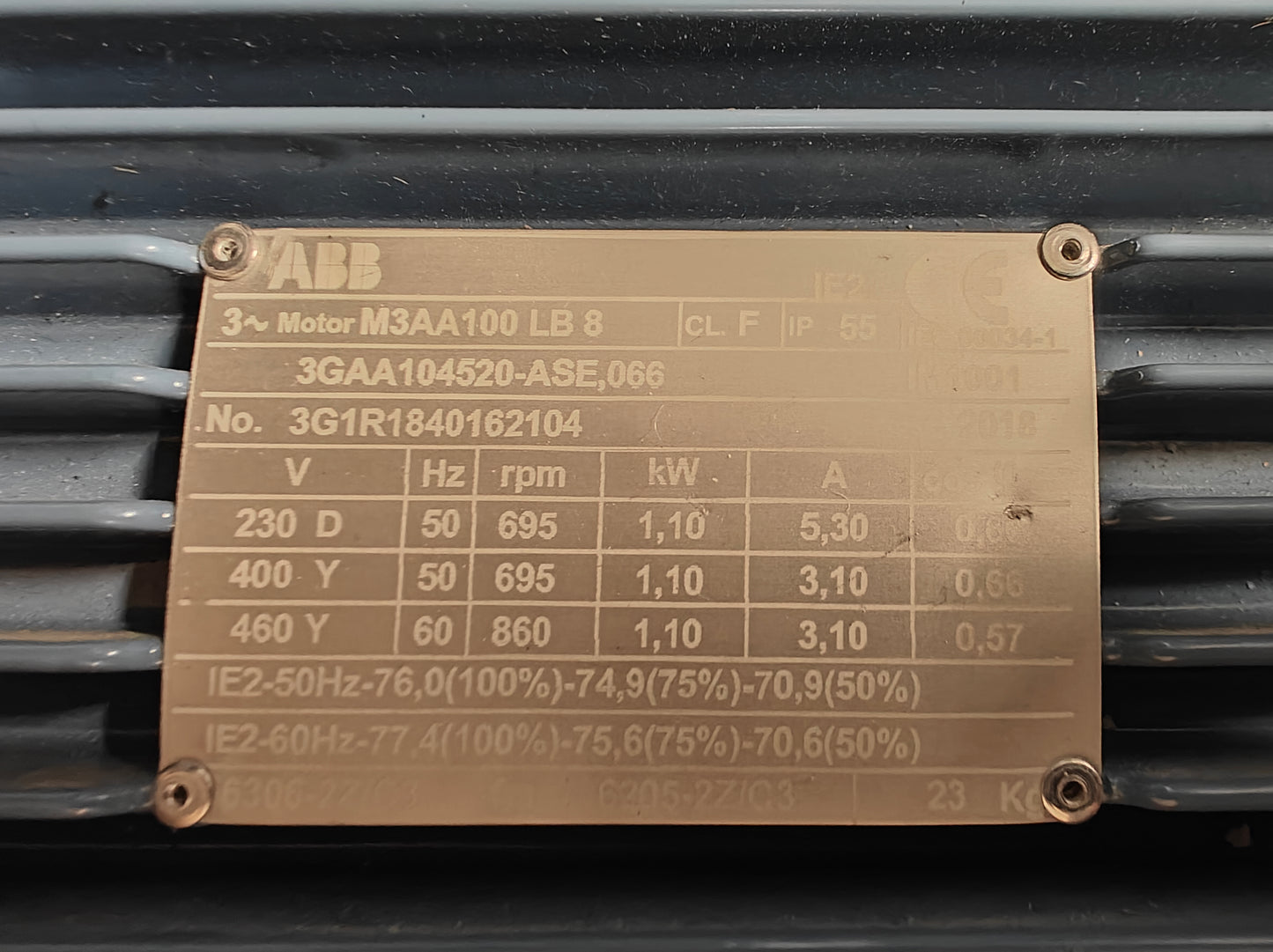 M3AA100LB8, ABB, 1.1kW, háromfázisú motor, 3GAA104520-ASE,066