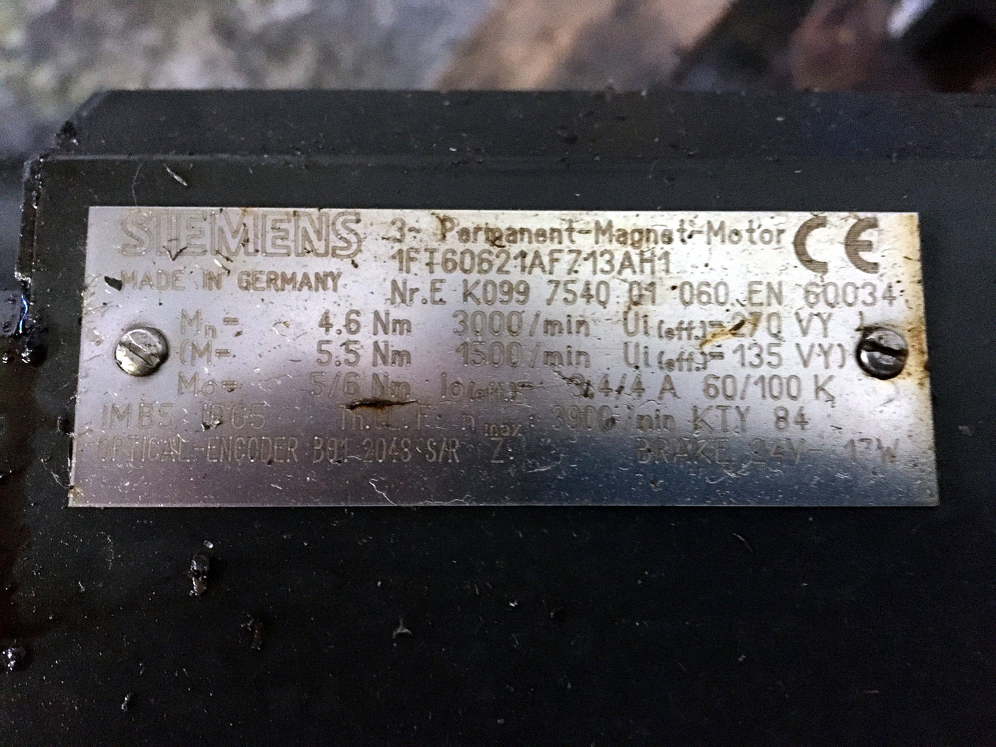 1FT6062-1AF71-3AH1, SIMOTICS S szinkron szervo motor, 4.6Nm, 270V