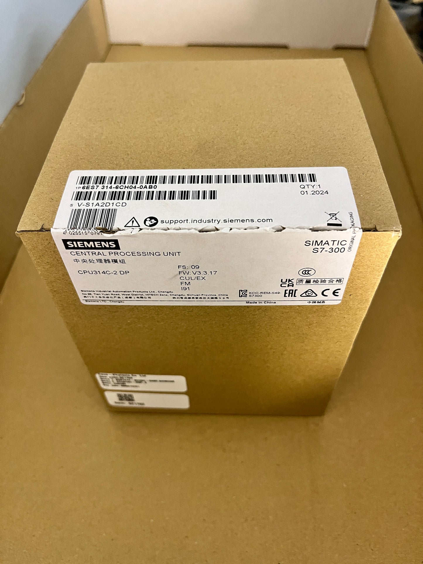 6ES7314-6CH04-0AB0, SIMATIC S7-300, CPU-modul, Siemens