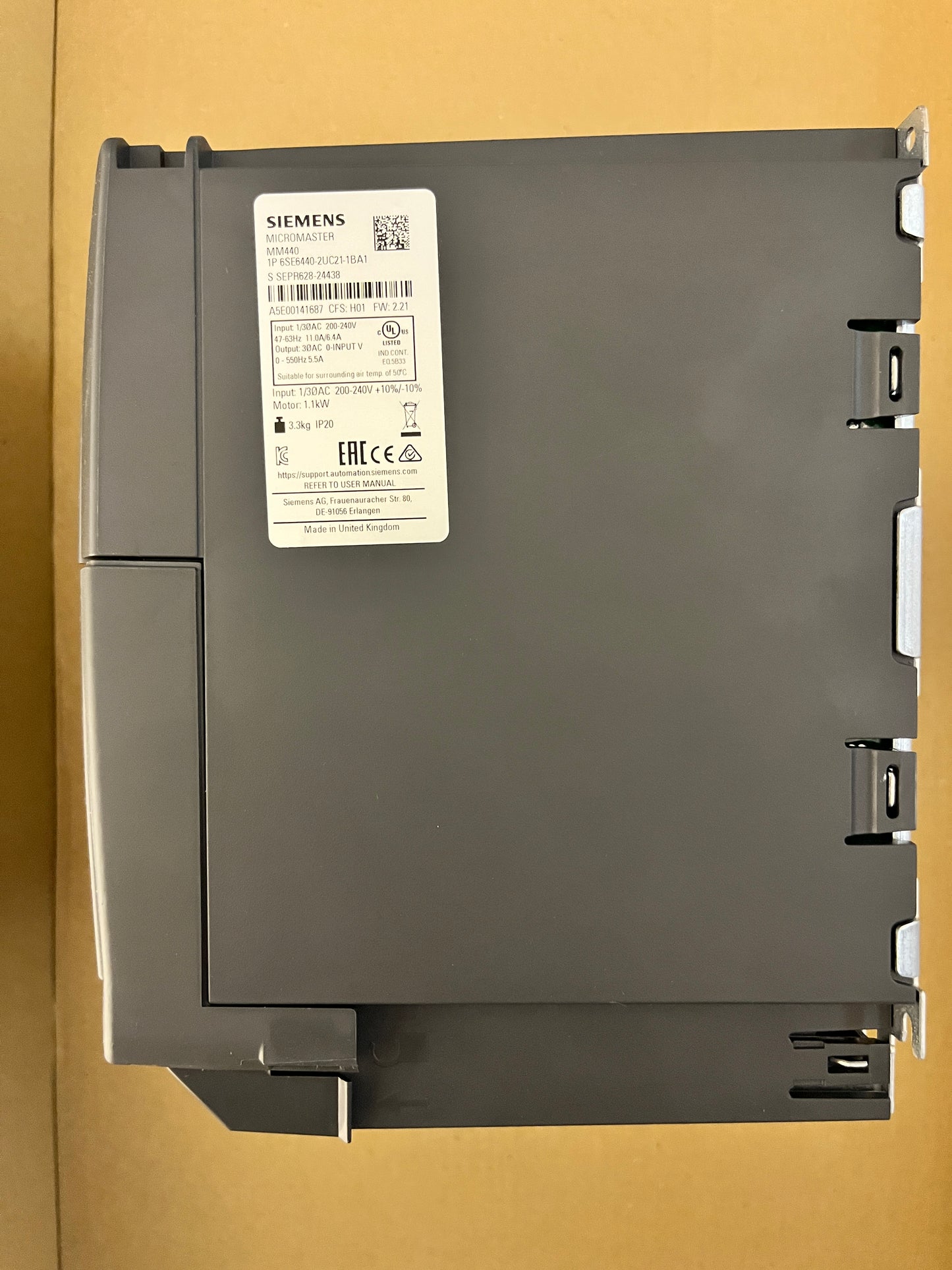6SE6440-2UC21-1BA1, MICROMASTER 440, Frequenzumrichter, Siemens