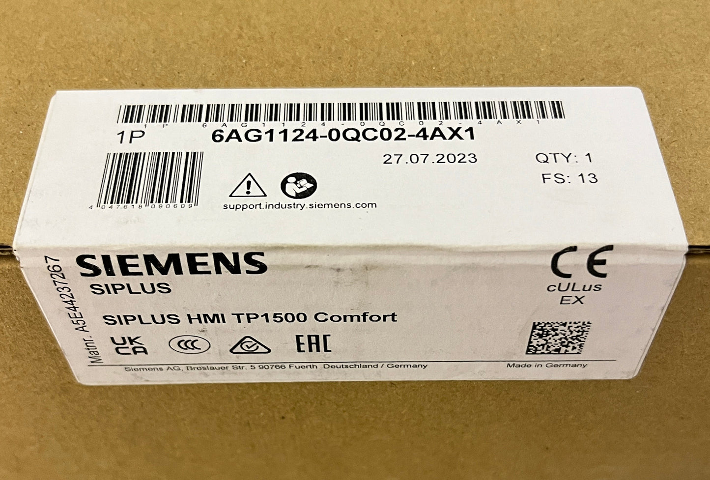 6AG1124-0QC02-4AX1, SIPLUS HMI TP1500 Comfort, HMI, Touchscreen, Siemens