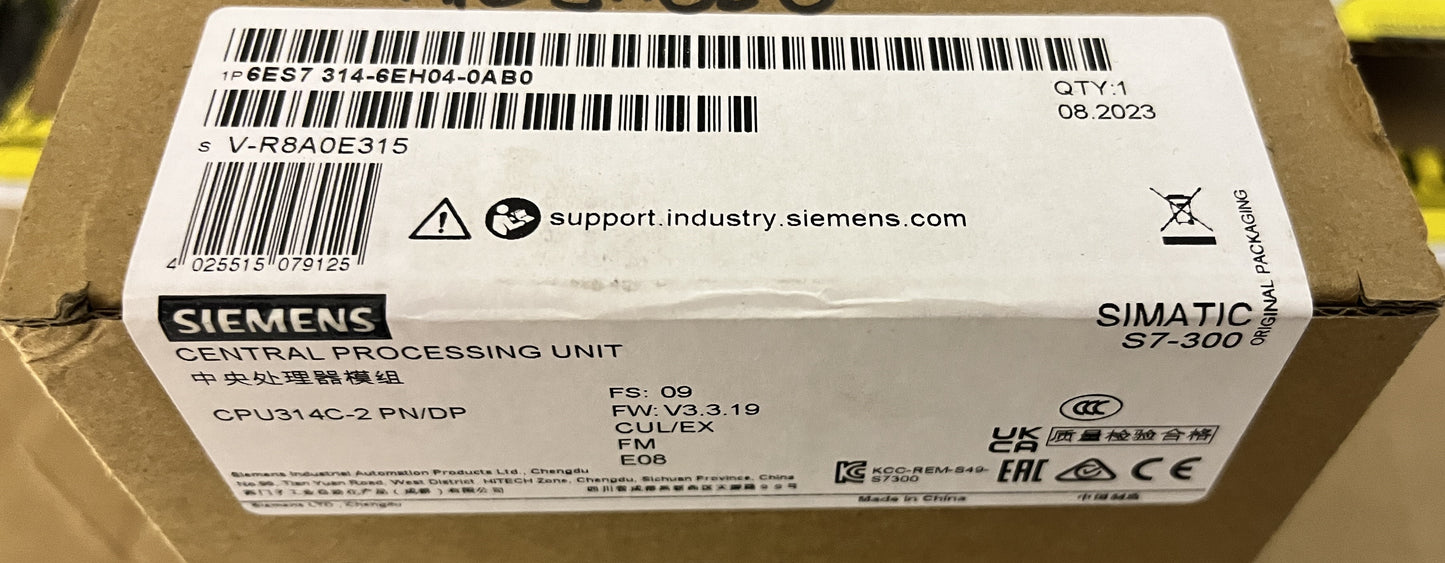 6ES7314-6CH04-0AB0, SIMATIC S7-300, CPU-modul, Siemens