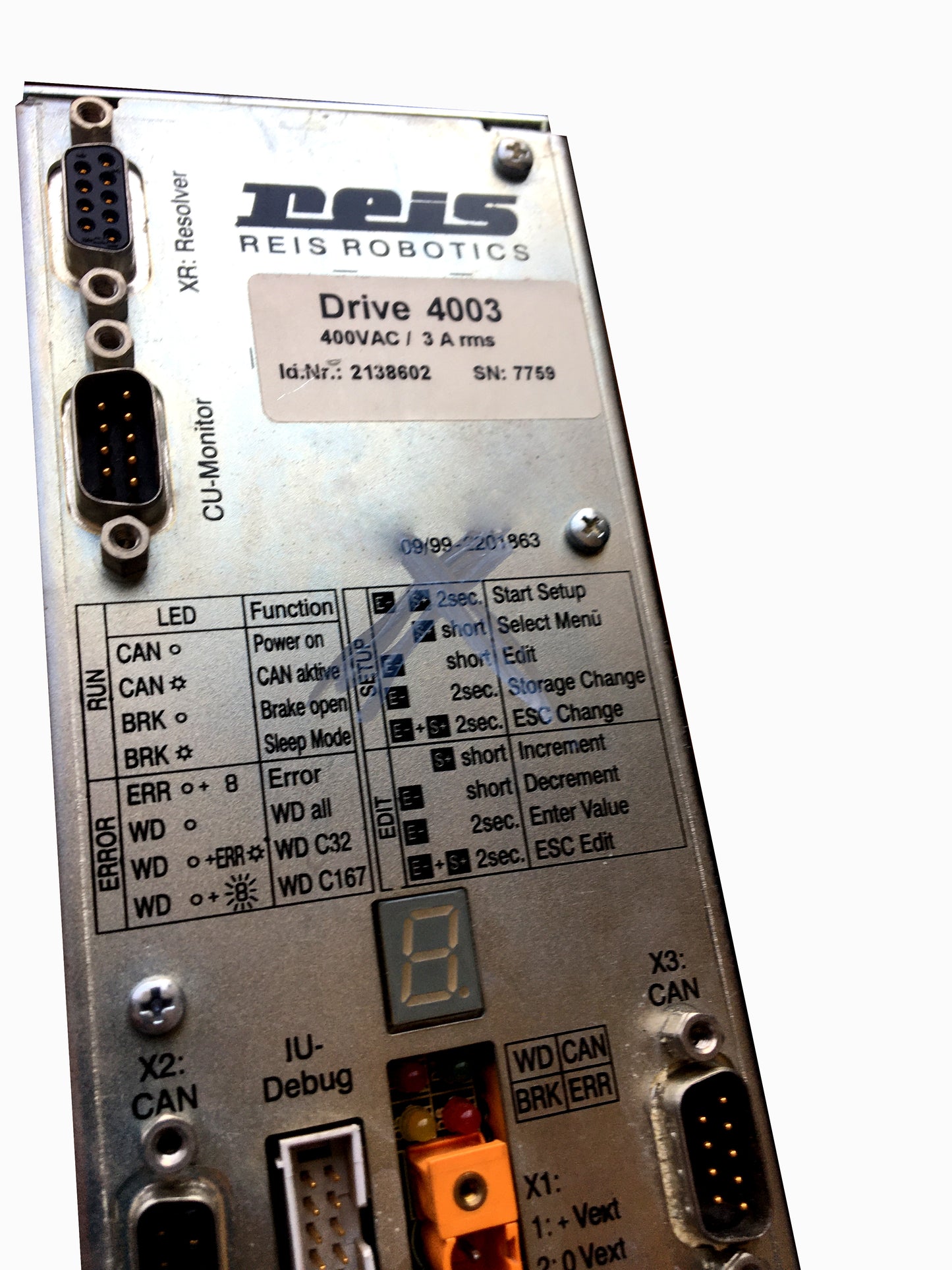 DRIVE4003 Servoantrieb, REIS, (Id.-Nr.: 2138602), 3A, 2kW (Roboterelektronik)