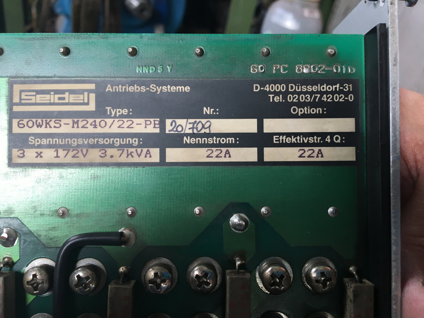 60WKS-M240/22-PB, analog servo amplifier board, Seidel, 22A, 3.7kW