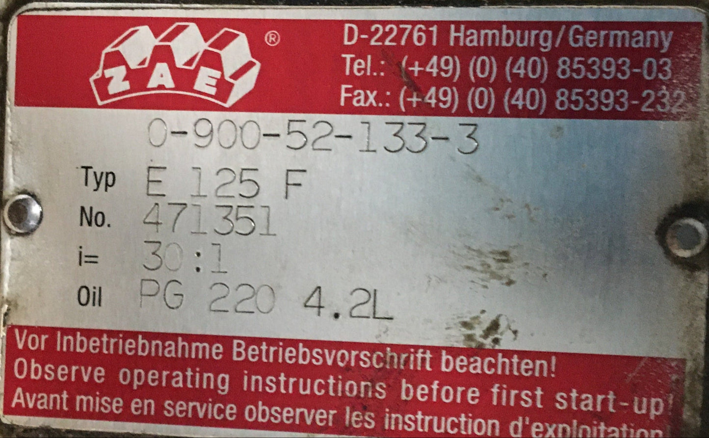 E125F, 0-900-52-133-3 Getriebemotor, ZAE-Antriebssysteme