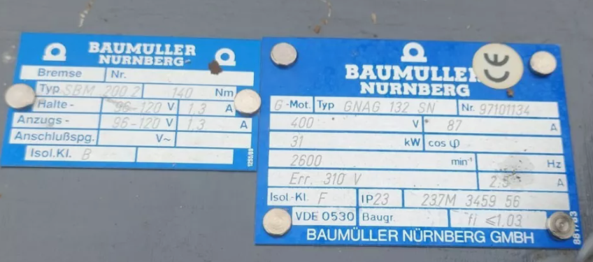 GNAG 132 SN, BAUMÜLLER DC MOTOR, 30kW, 400V, 85A, 3000rev