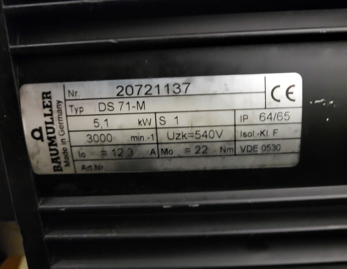 DS71-M, 5.1kW, szervo motor, Baumüller