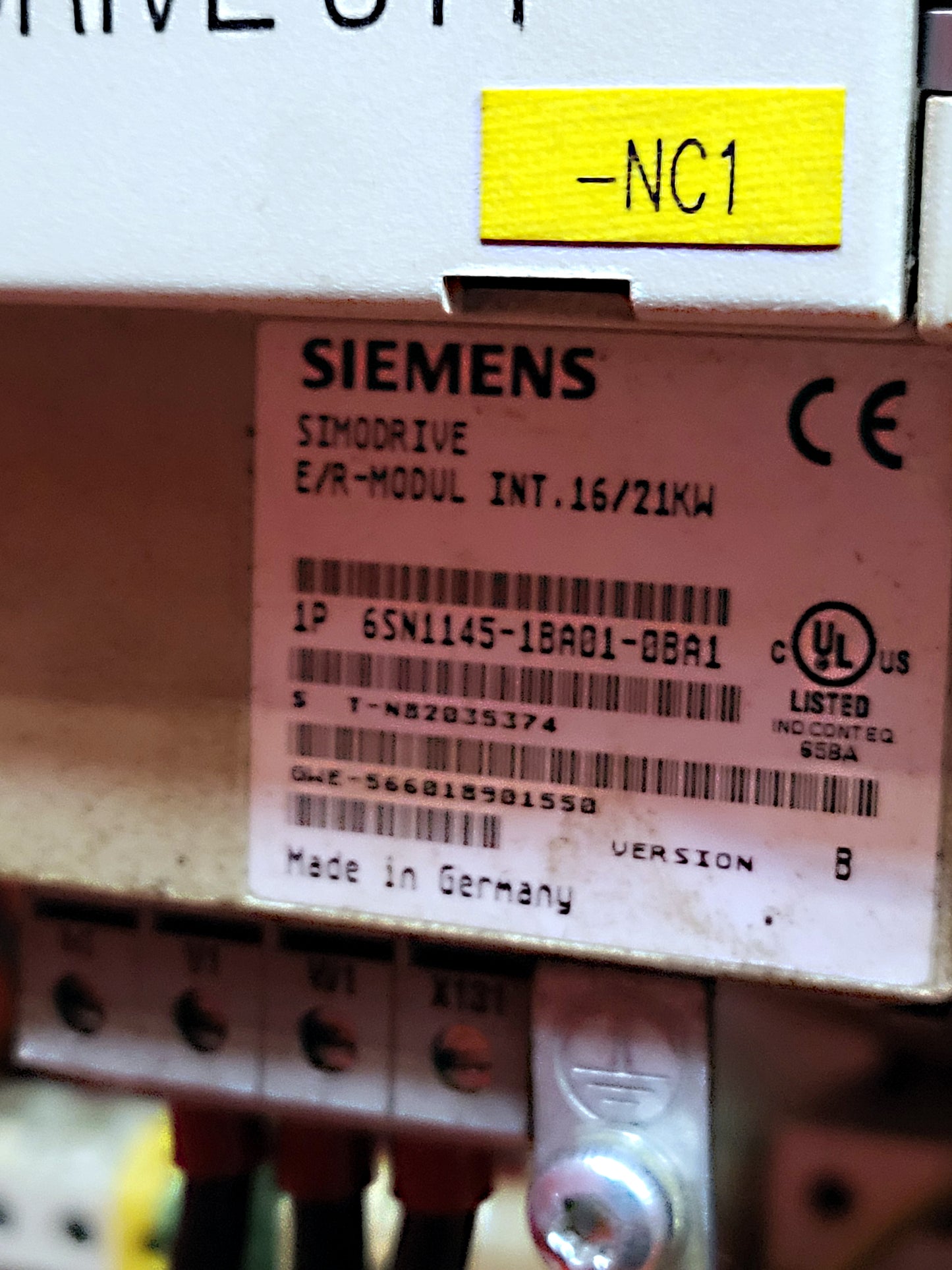 6SN1145-1BA01-0BA1, Simodrive 611, E/R-Leistungsmodul, 16/21 kW
