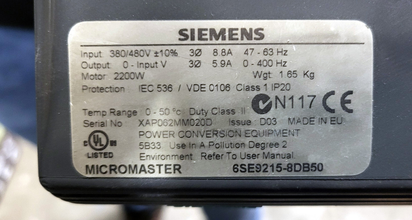 6SE9215-8DB50, MM220, Micromaster Frequenzumrichter, 5,9A, 2,2kW