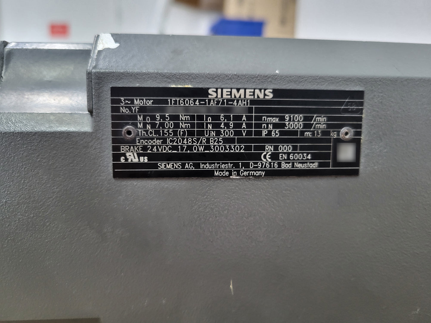 1FT6064-1AF71-4AH1, सिमोटिक्स एस सर्वो मोटर, 2.2kW, सीमेंस