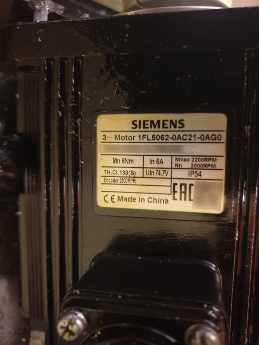 1FL5062-0AC21-0AG0, SIMOTICS S-1FL5, AC-szervo motor, 1.2 kW, Siemens