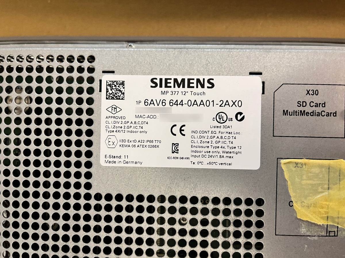 6AV6644-0AA01-2AX0, SIMATIC MP 377, 12", HMI, érintőképernyő, Siemens
