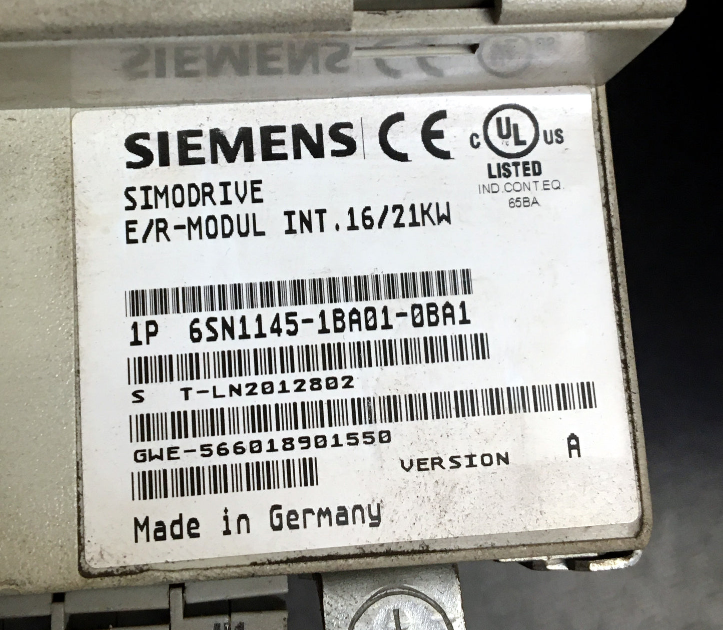 6SN1145-1BA01-0BA1, Simodrive 611, E/R power module, 16/21kW