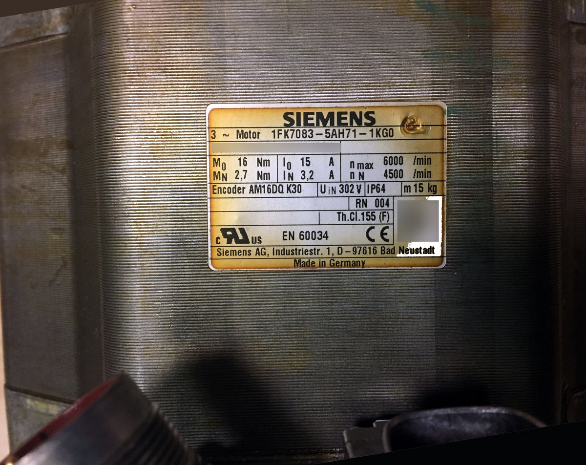 1FK7083-5AH71-1KG0, Simotics S, AC szinkron szervo motor, 1.27kW, Siemens