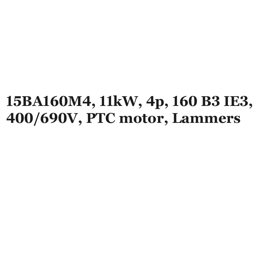 15BA160M4, 11kW, 4p, 160 B3 IE3, 400/690V, PTC motor, Lammers