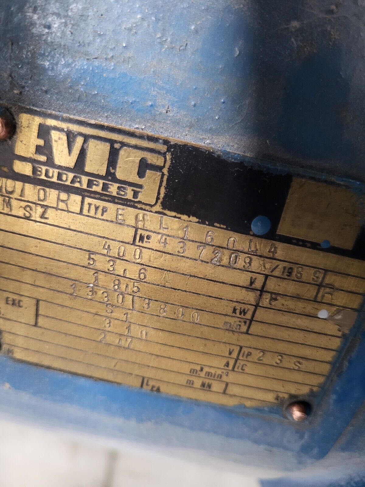 EHL160L4, EVIG, 18.5kW, 53.6A, 137Nm főmotor