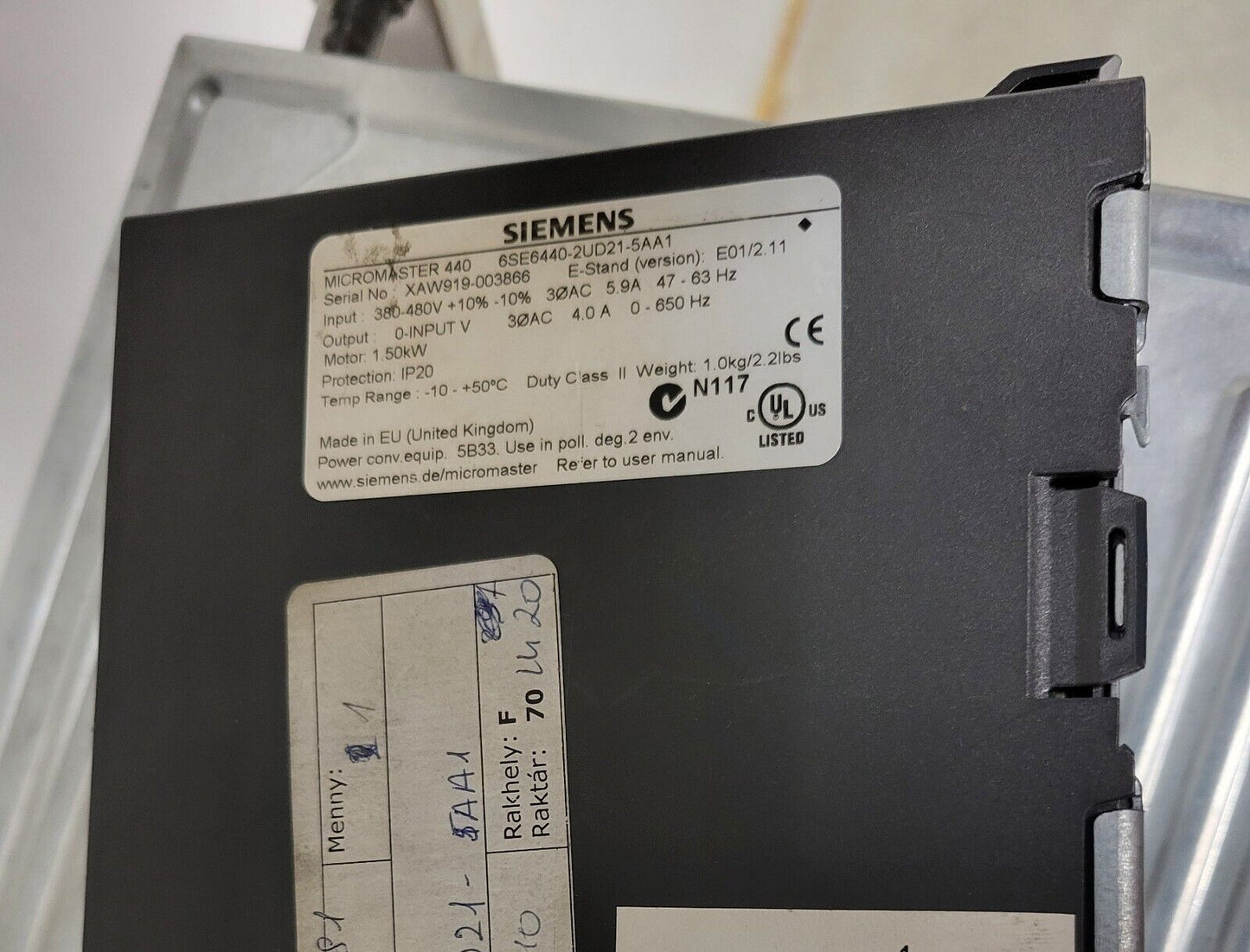 6SE6440-2UD21-5AA1, Micromaster 440, AC-Antrieb, 1,5 kW, 4 A (Frequenzumrichter)