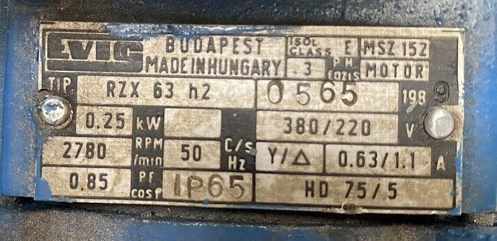 EHL160L4, EVIG, 18.5kW, 53.6A, 137Nm főmotor