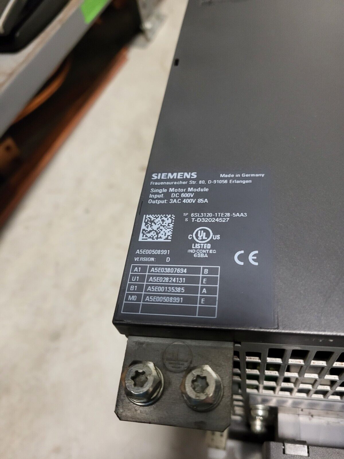 6SL3120-1TE28-5AA3, Siemens, S120, 1-Achsen, AC-Antriebsmodul, 85A
